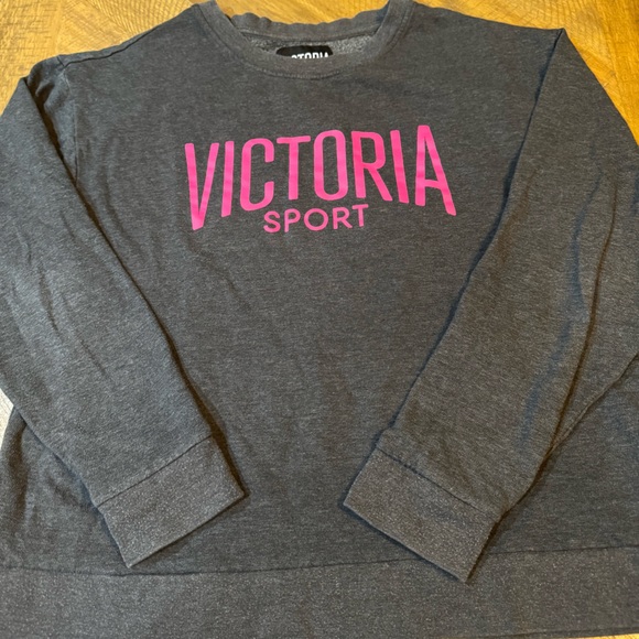 Victoria Sport Women's Gray Sweatshirt with Pink Logo - Picture 4 of 5